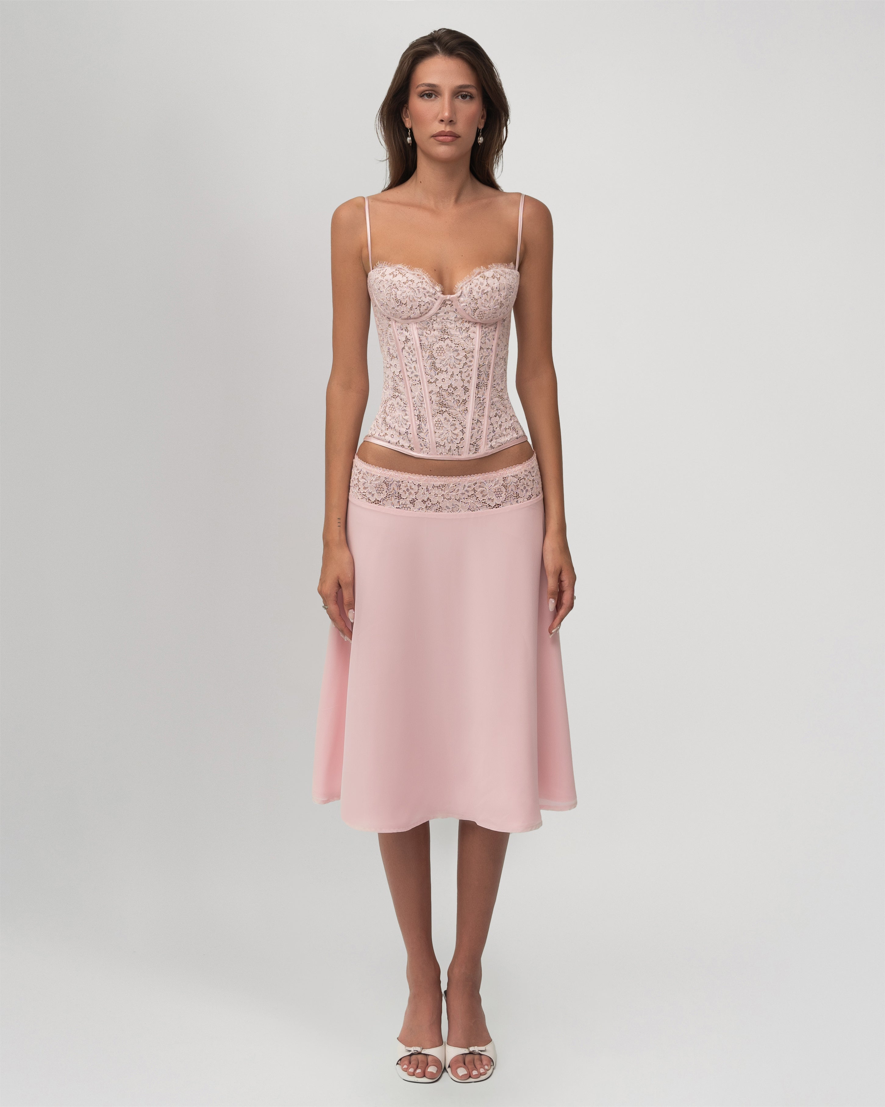 pink set dress Flowing Pleated Spaghetti Strap Dress - Pale Pink - L - Massimo Dutti